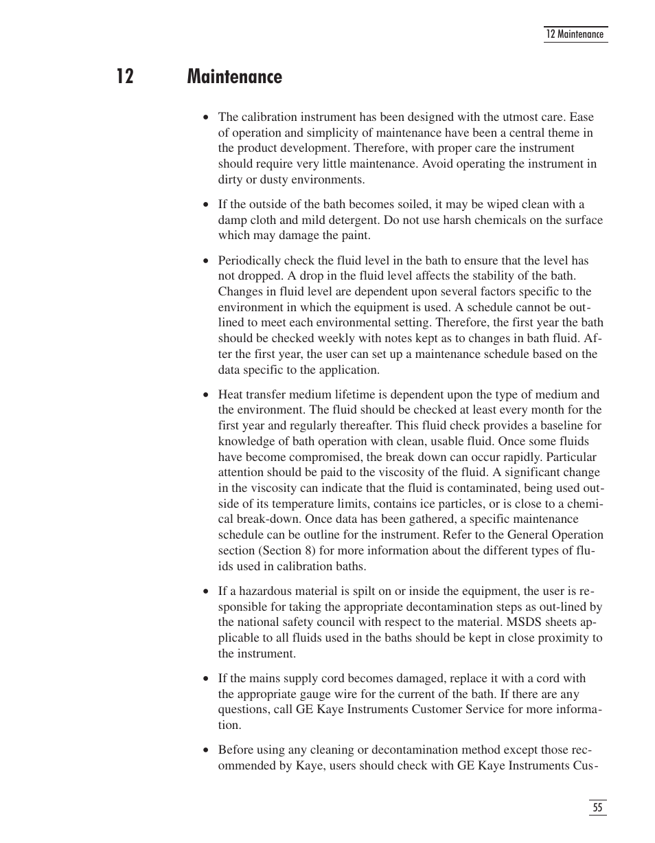 12 maintenance 55, 12 maintenance | GE CTR 80 User Manual | Page 57 / 61