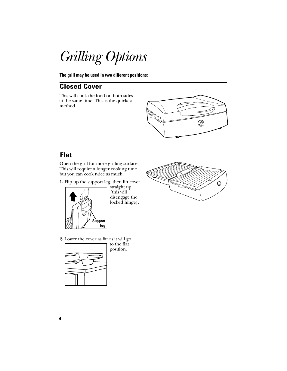 Grilling options | GE 106621 User Manual | Page 4 / 8