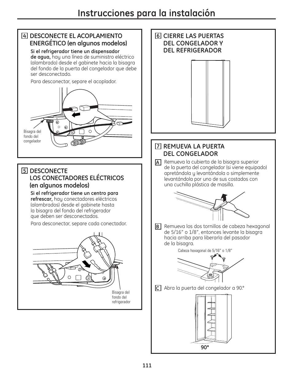 Instrucciones para la instalación | GE 23 User Manual | Page 111 / 132