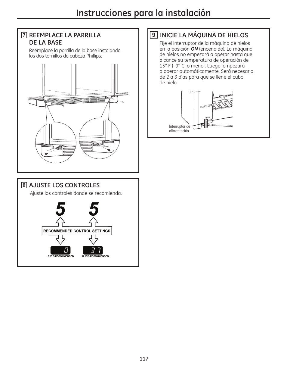 Instrucciones para la instalación | GE 23 User Manual | Page 117 / 132