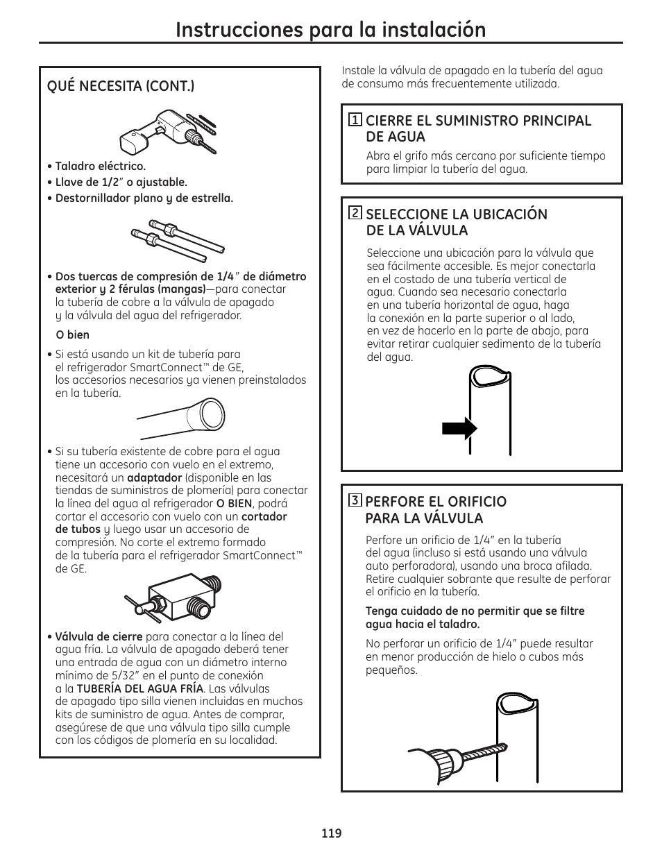 Instrucciones para la instalación | GE 23 User Manual | Page 119 / 132