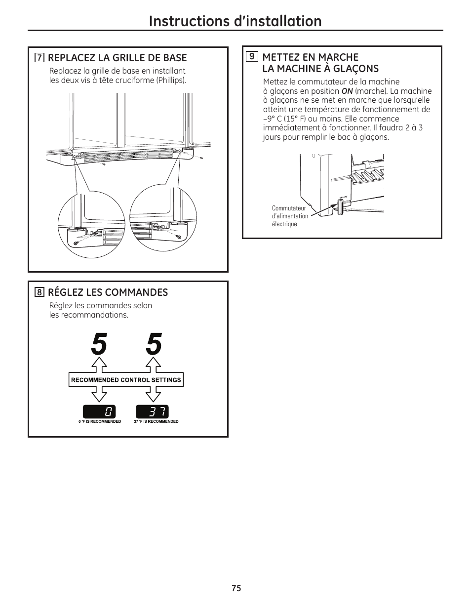 Instructions d’installation | GE 23 User Manual | Page 75 / 132