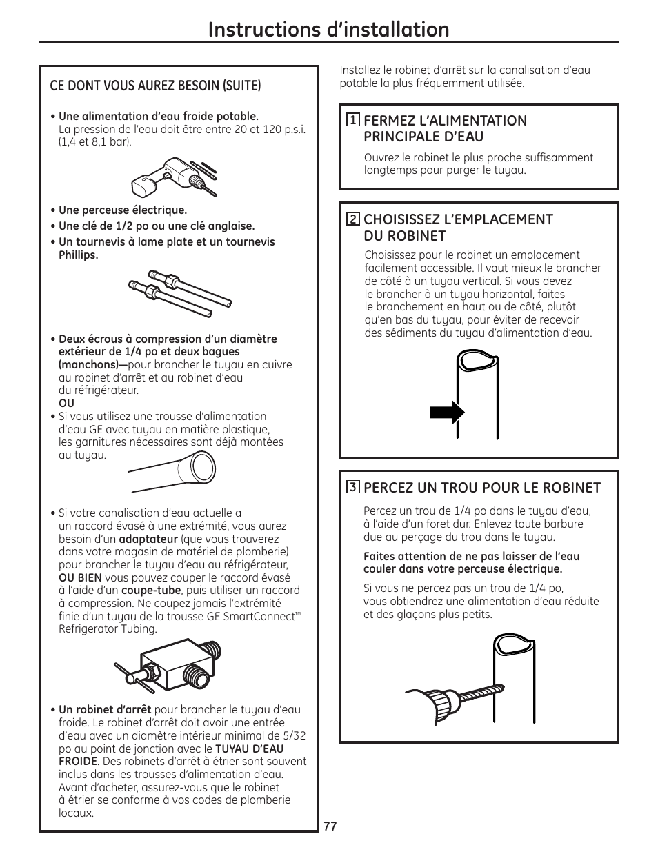 Instructions d’installation | GE 23 User Manual | Page 77 / 132