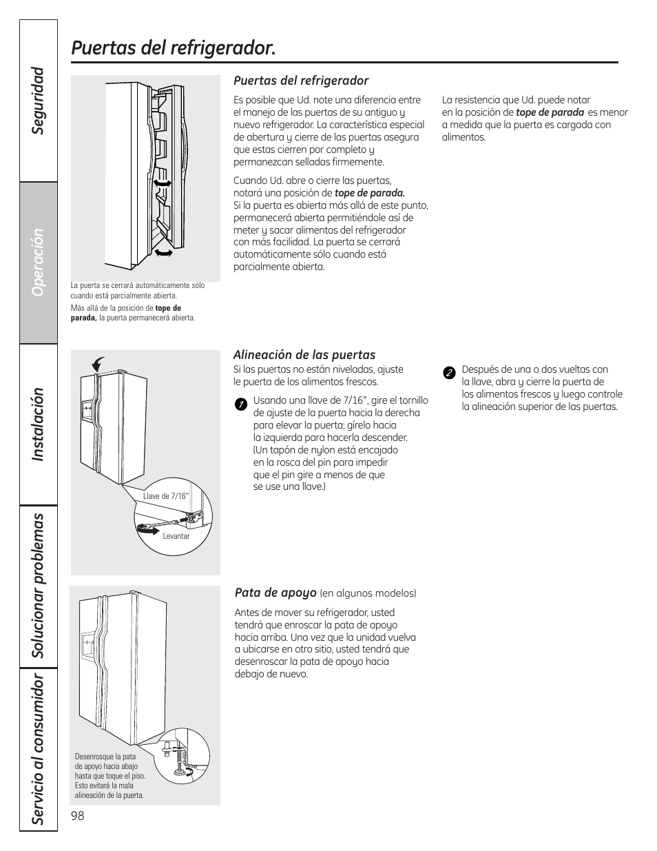 Puertas del refrigerador | GE 23 User Manual | Page 98 / 132