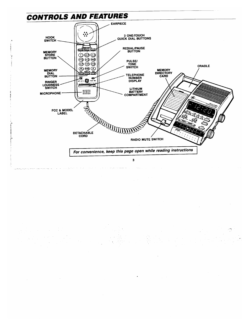 Controls and features | GE 2-9720 User Manual | Page 3 / 16