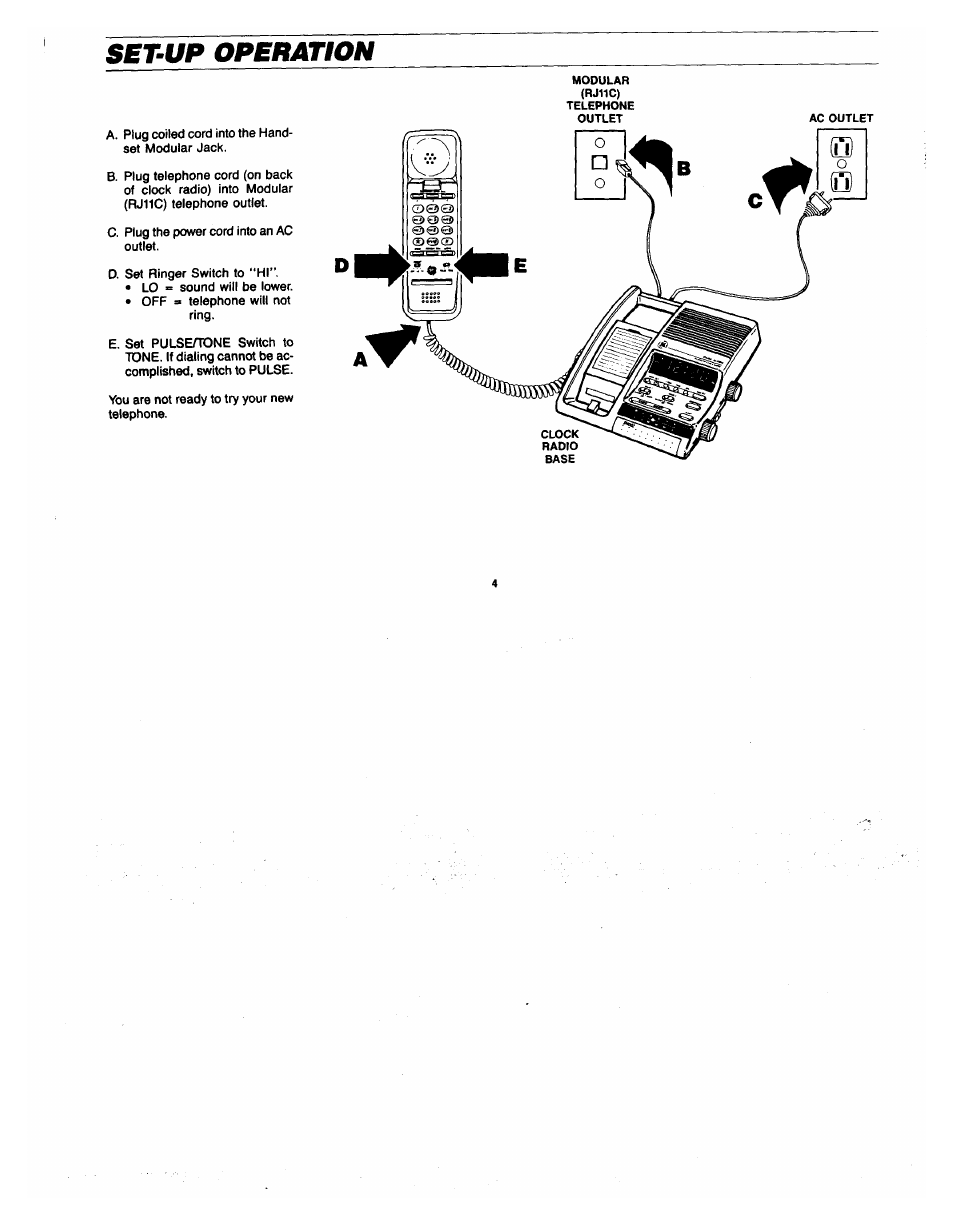 Set-up operation | GE 2-9720 User Manual | Page 4 / 16