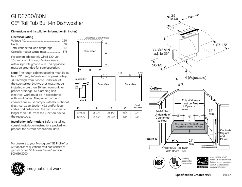 GE GLD6700/60N User Manual | 2 pages