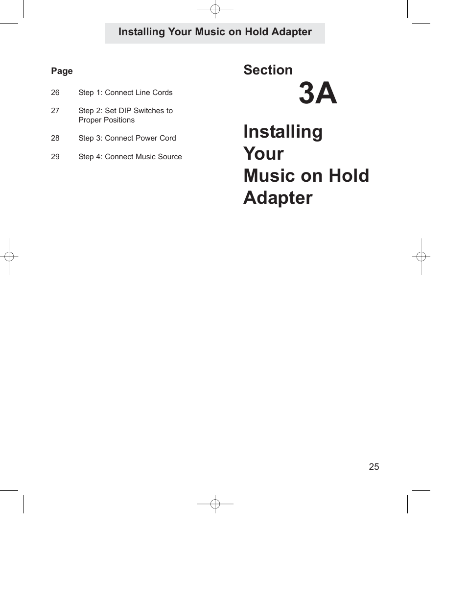 Installing your music on hold adapter | GE 800-EFM User Manual | Page 30 / 44