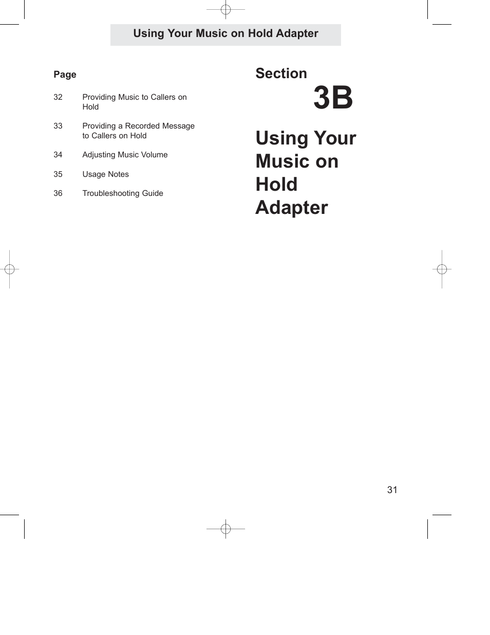 Using your music on hold adapter | GE 800-EFM User Manual | Page 35 / 44