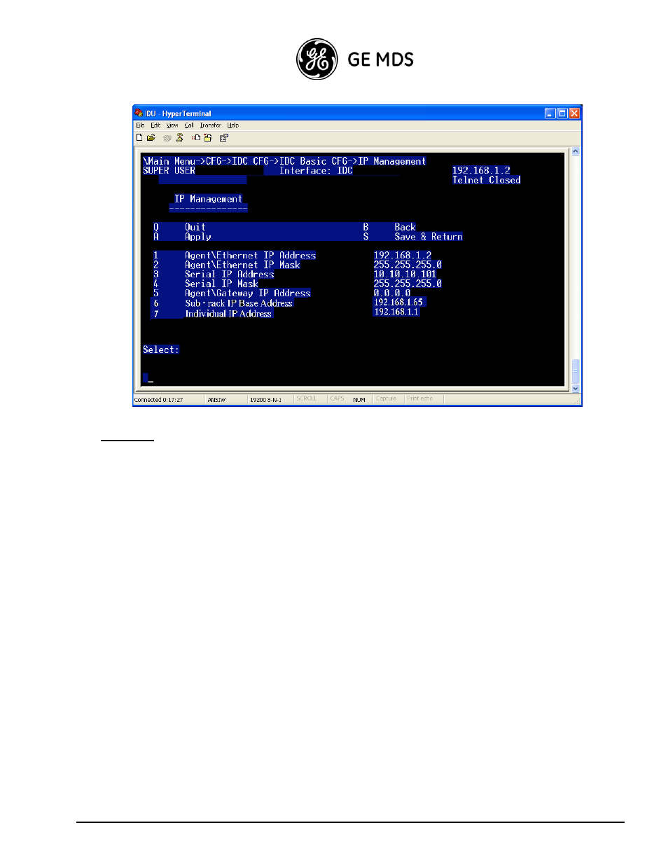 Setup options in the terminal program | GE HC HP User Manual | Page 61 / 114