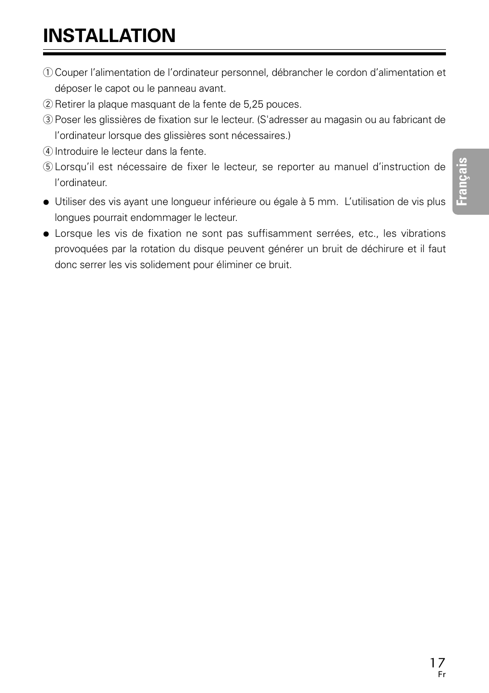 Installation, Fran ç ais | GE DVR-A05 User Manual | Page 17 / 60