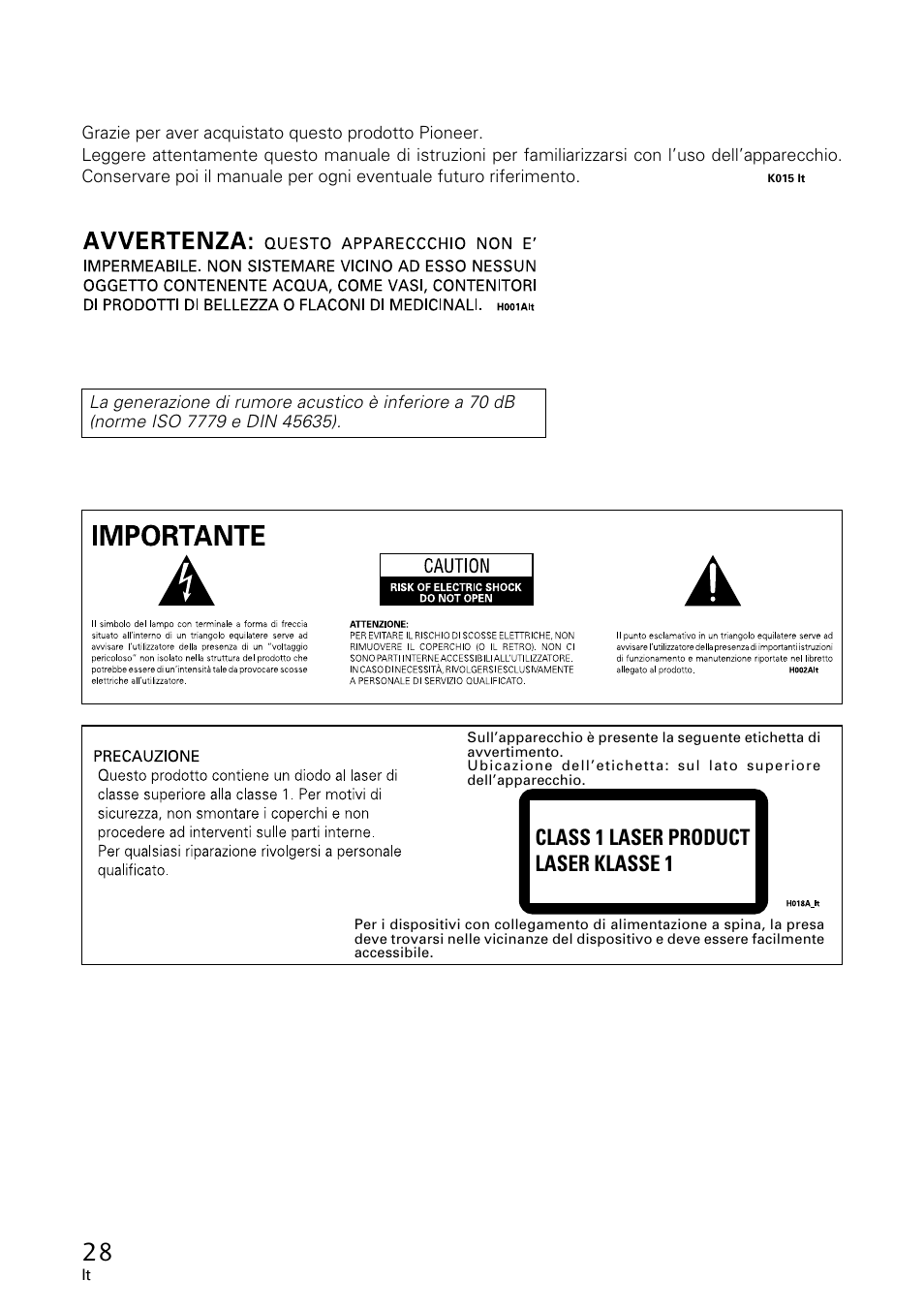 Class 1 laser product laser klasse 1 | GE DVR-A05 User Manual | Page 28 / 60