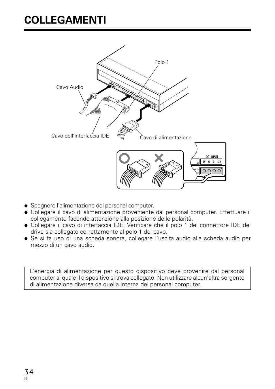 Collegamenti | GE DVR-A05 User Manual | Page 34 / 60