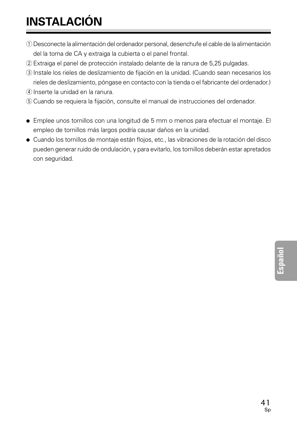 Instalación, Espa ñ ol | GE DVR-A05 User Manual | Page 41 / 60