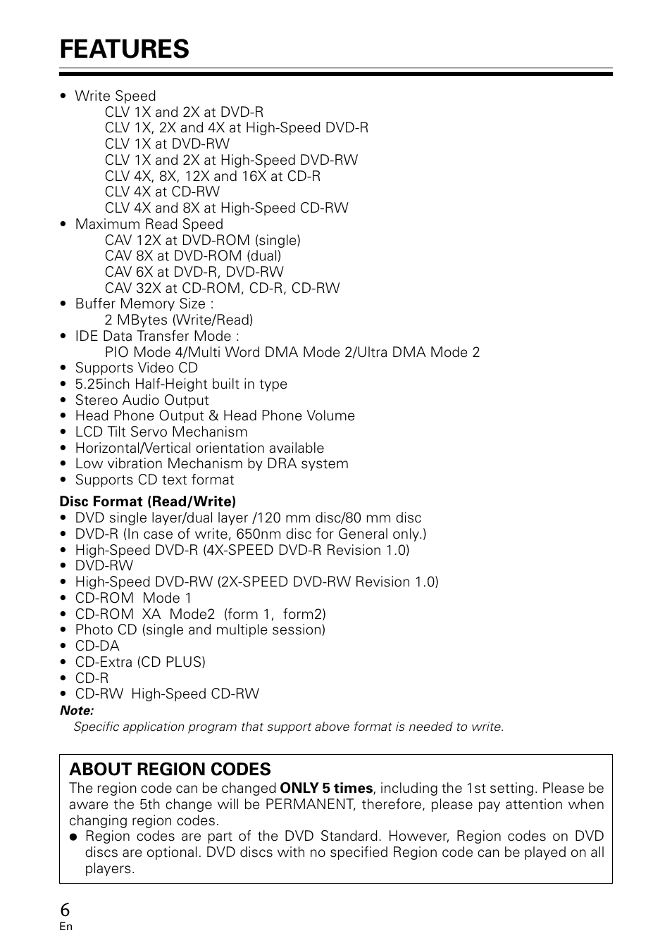 Features | GE DVR-A05 User Manual | Page 6 / 60