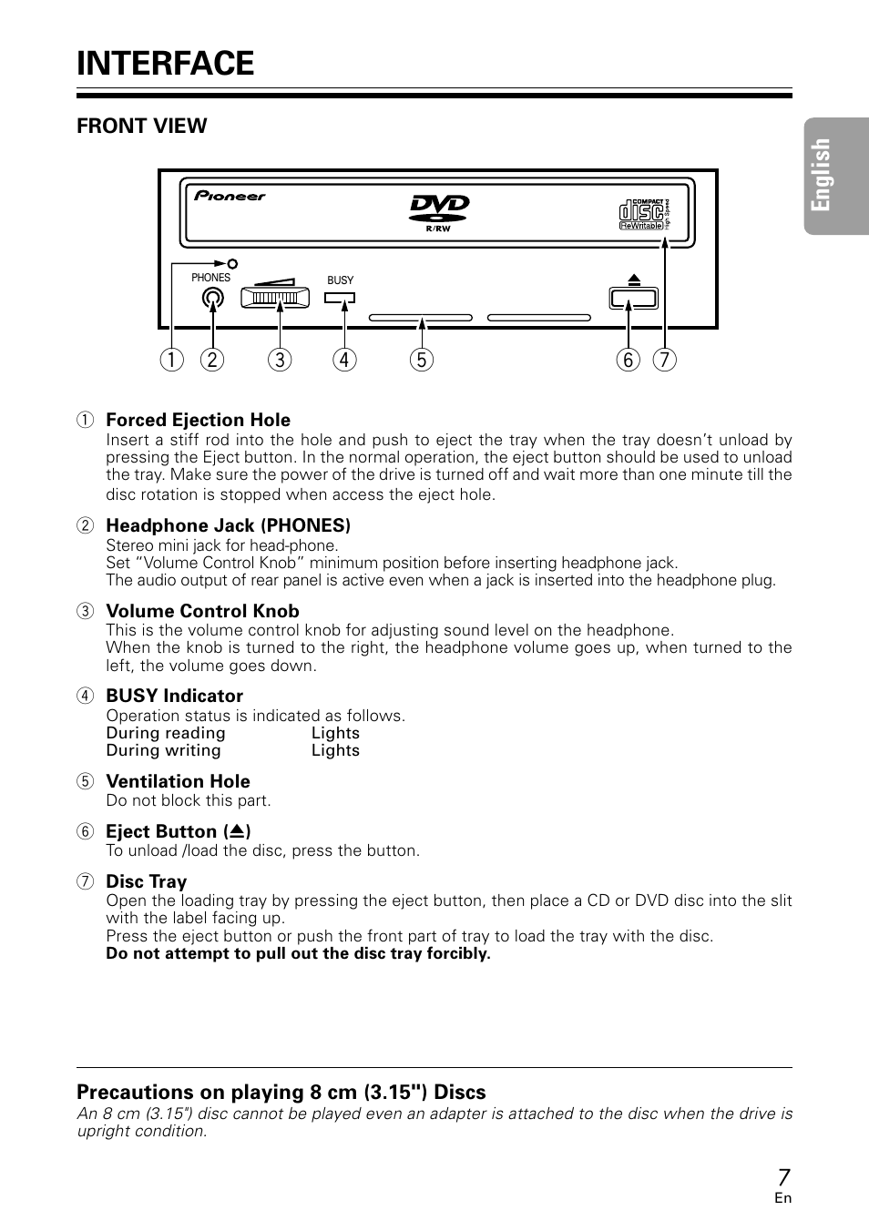 Interface, 7english | GE DVR-A05 User Manual | Page 7 / 60