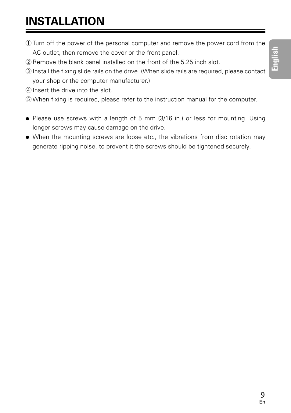 Installation, 9english | GE DVR-A05 User Manual | Page 9 / 60