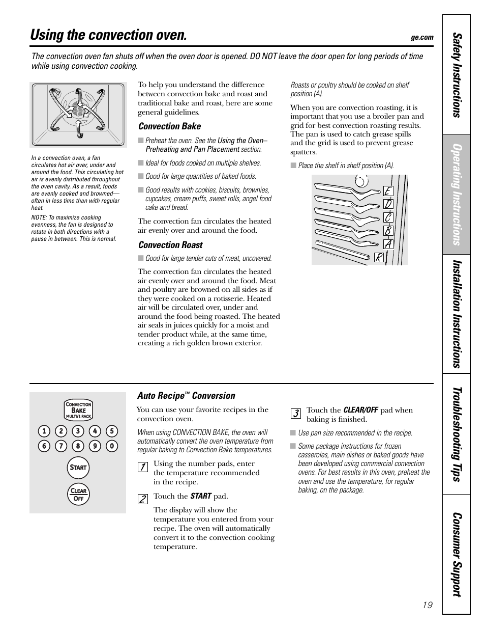 Convection, Convection -23, Using the convection oven | GE CGS980 User Manual | Page 19 / 60