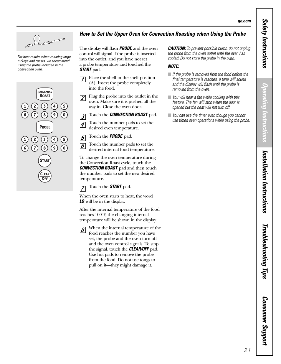 GE CGS980 User Manual | Page 21 / 60