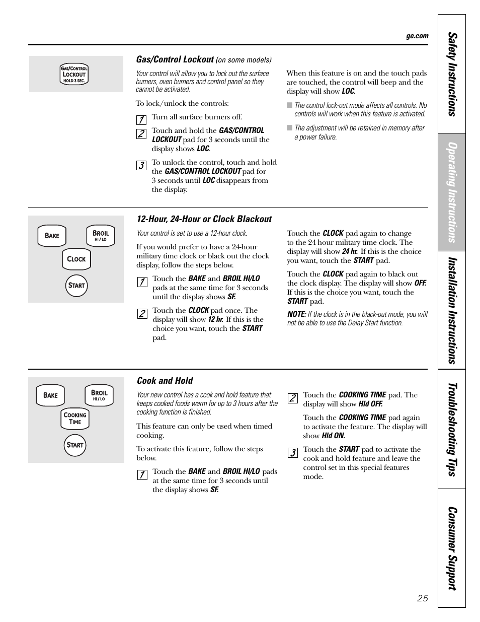 Gas/control lockout | GE CGS980 User Manual | Page 25 / 60