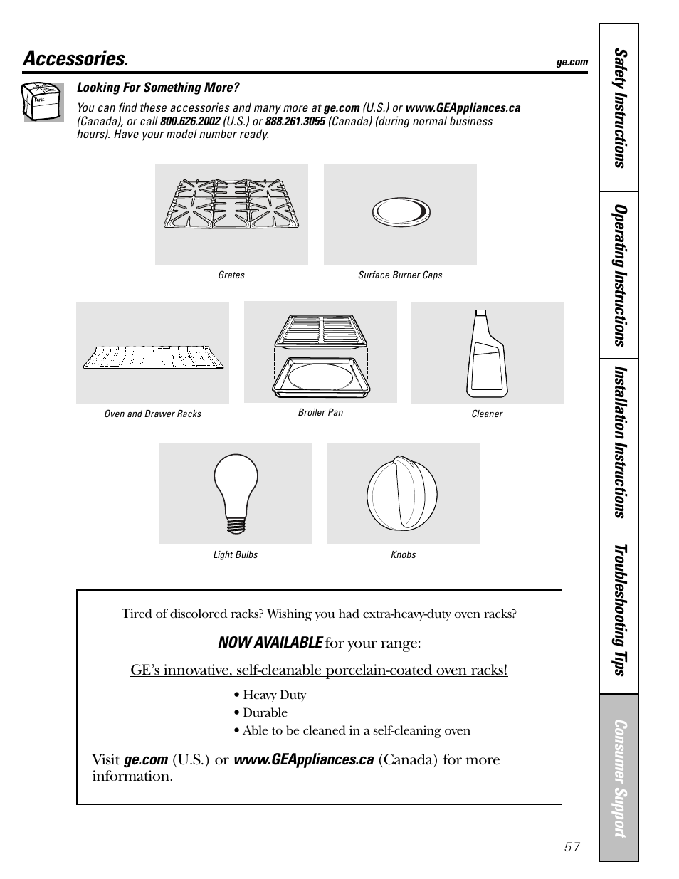 Accessories | GE CGS980 User Manual | Page 57 / 60