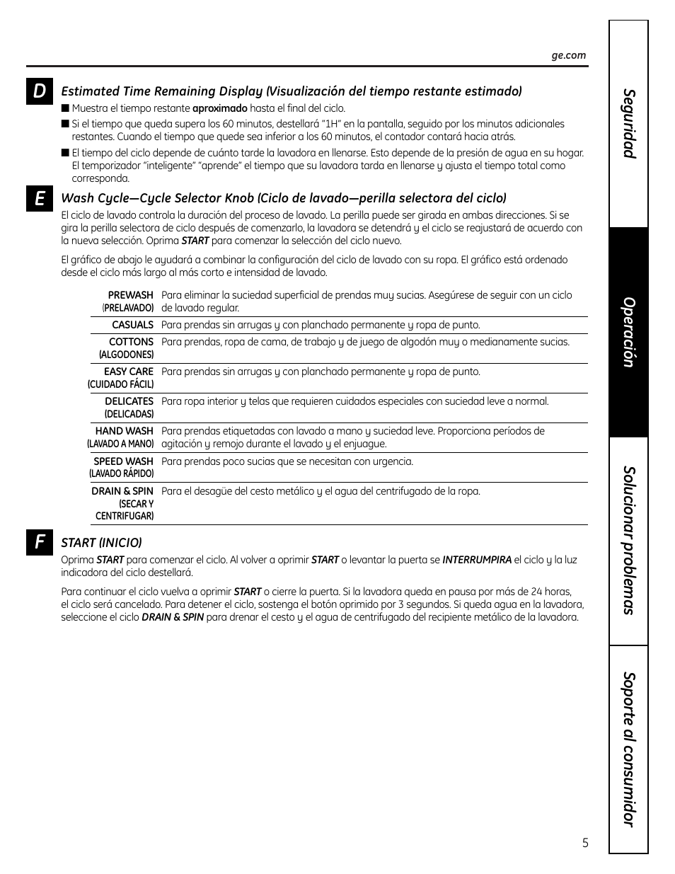 De f | GE Washers User Manual | Page 17 / 24