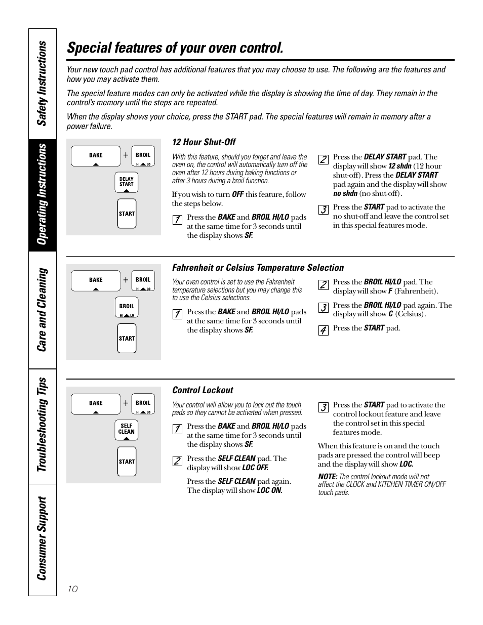 Special features, Special features –11, Special features of your oven control | GE 164D4290P024 User Manual | Page 10 / 32