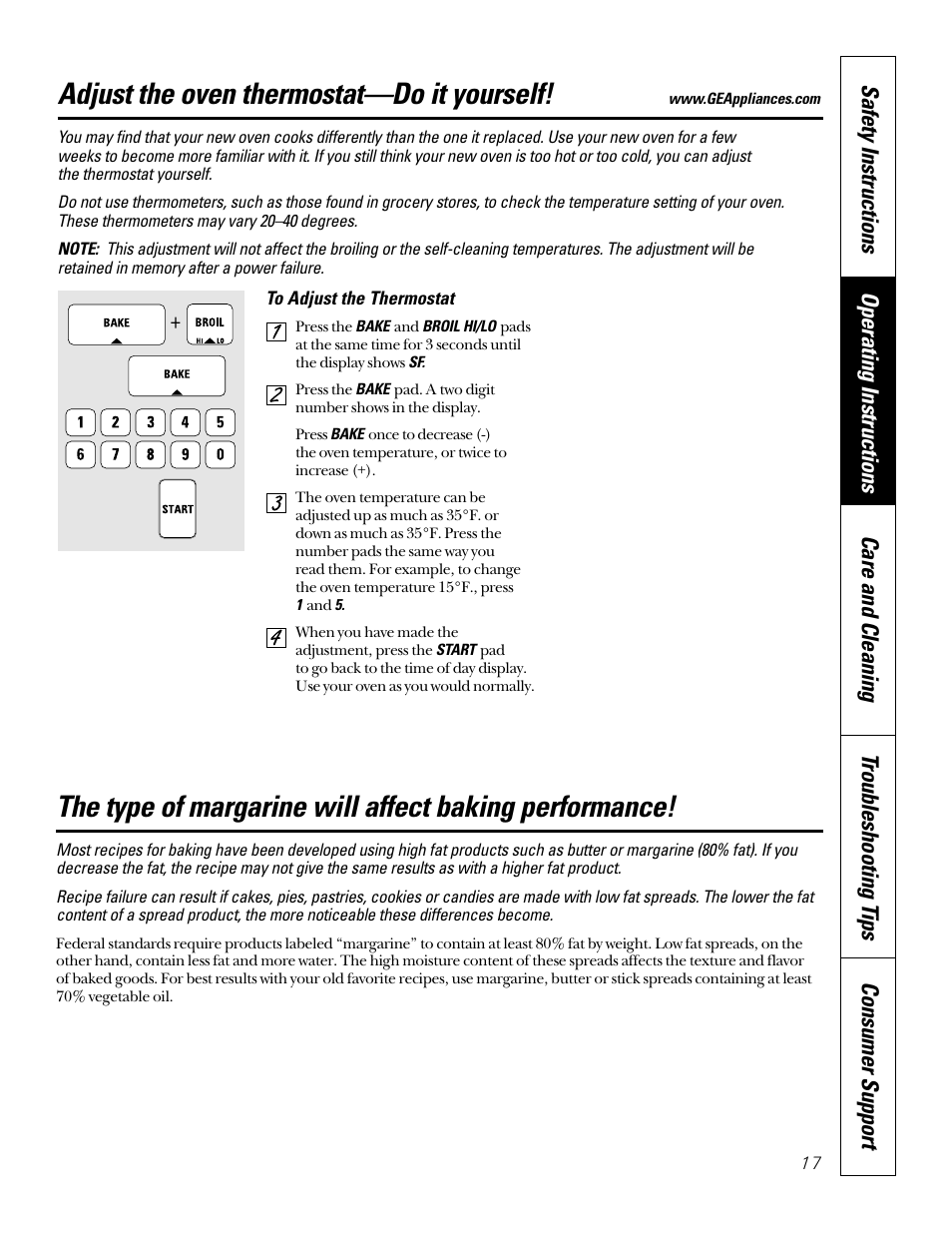 Thermostat, Adjust the oven thermostat—do it yourself | GE 164D4290P024 User Manual | Page 17 / 32