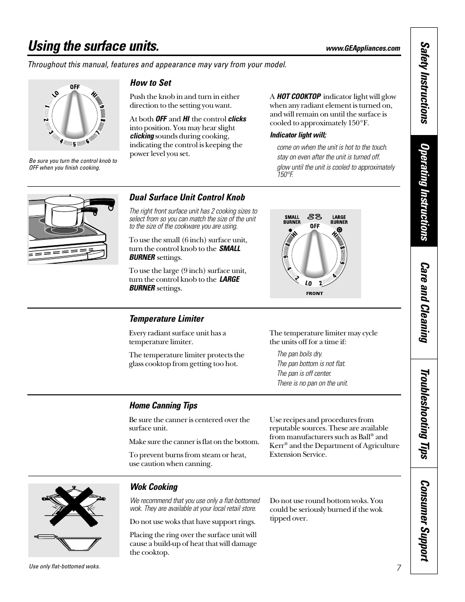 Surface units, Surface units –8, Using the surface units | GE 164D4290P024 User Manual | Page 7 / 32