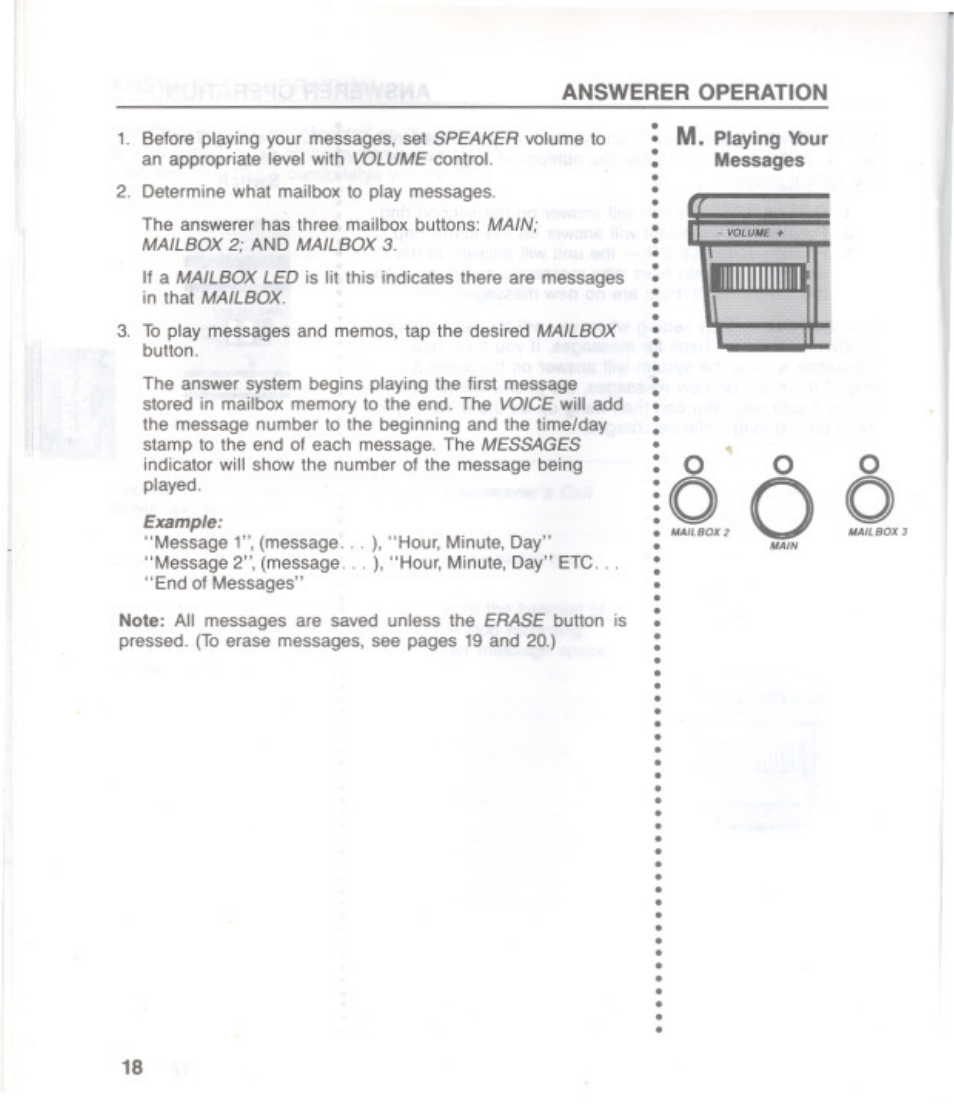 Answerer operation | GE 2-9876 User Manual | Page 18 / 34