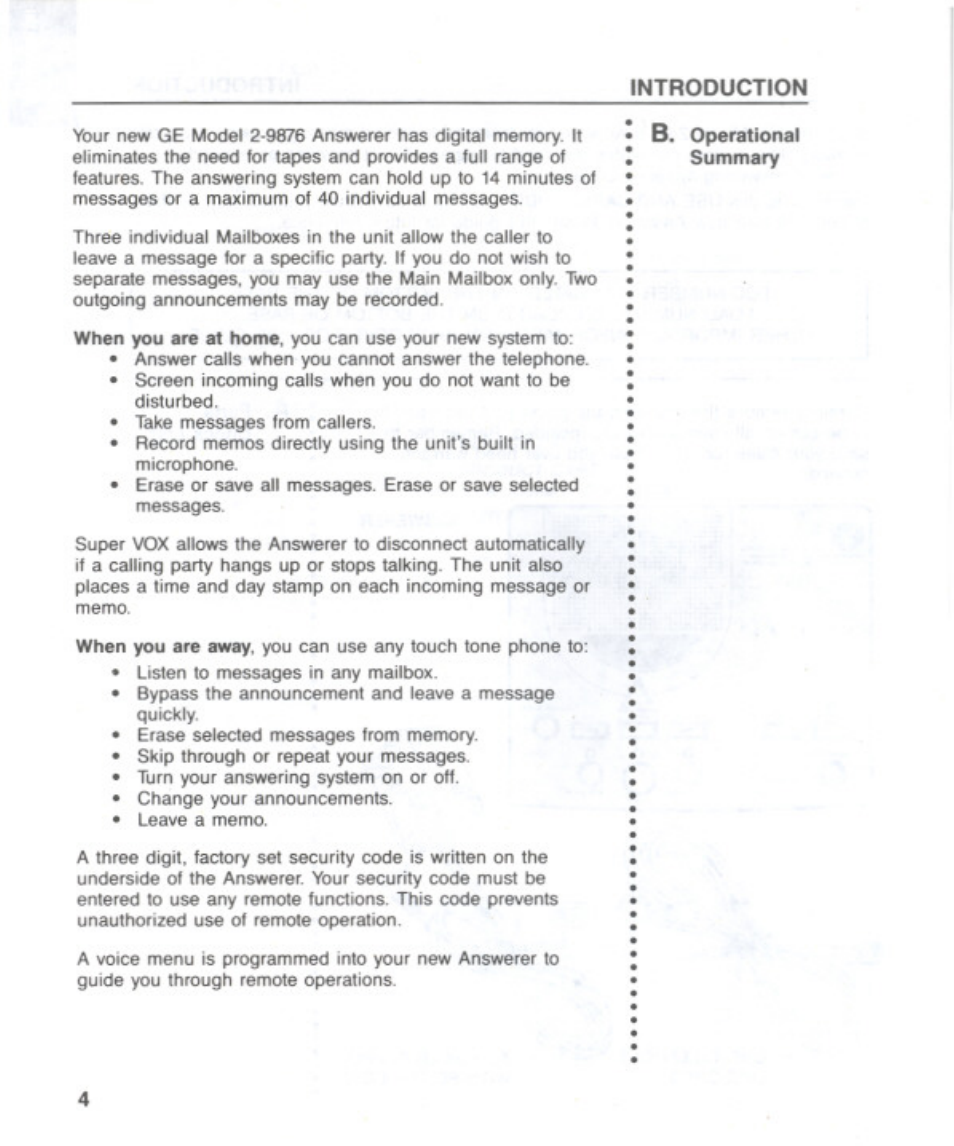 Introduction | GE 2-9876 User Manual | Page 4 / 34
