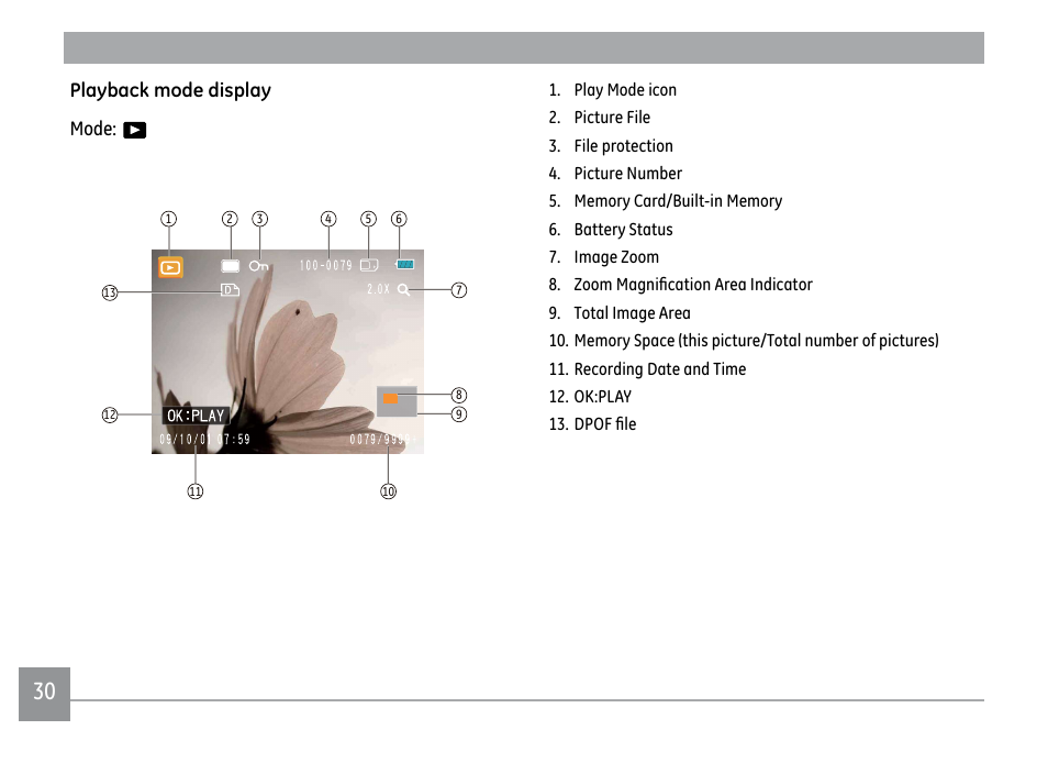 Playback mode display mode | GE DIGITAL CAMERA J1470S User Manual | Page 33 / 85