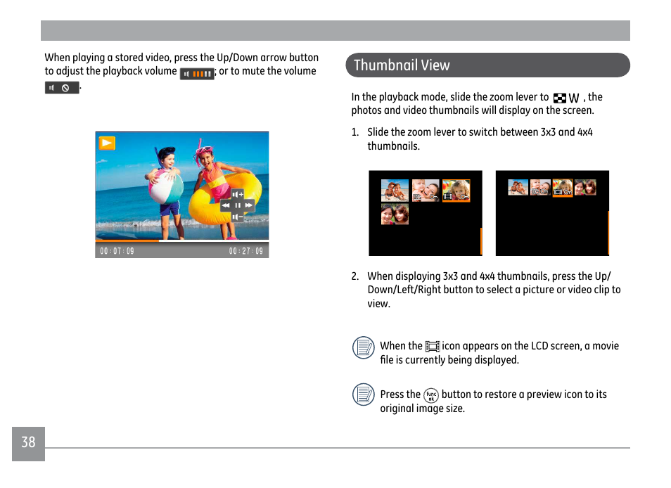 Thumbnail view | GE DIGITAL CAMERA J1470S User Manual | Page 41 / 85