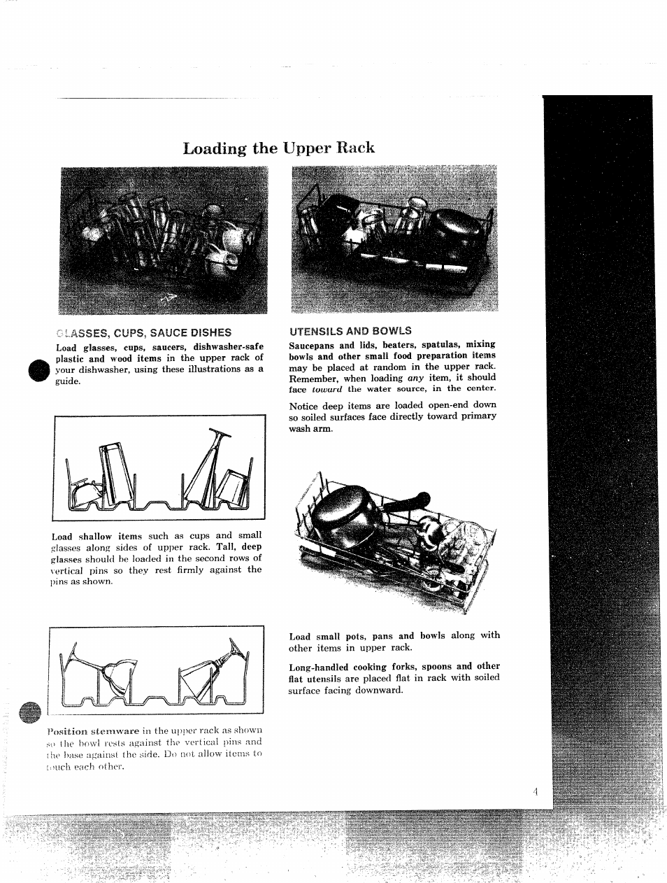 Loading, Upper rack | GE 49-5215 User Manual | Page 4 / 14