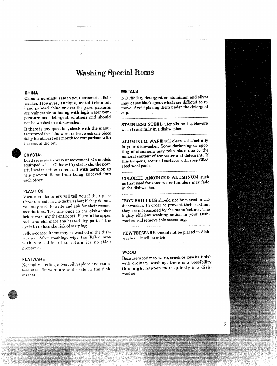 Washing special items | GE 49-5215 User Manual | Page 6 / 14