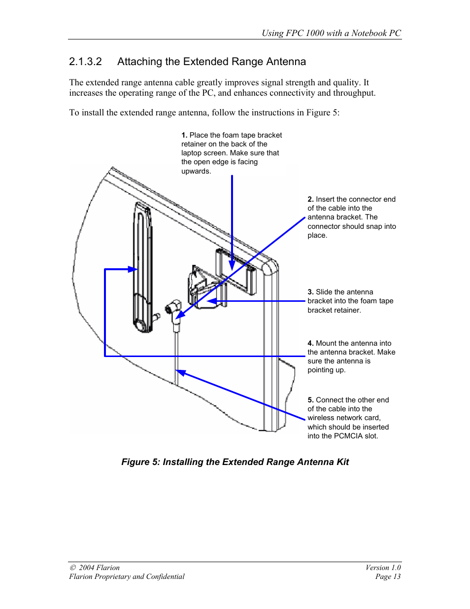 Attaching the extended range antenna, Monitoring signal strength and quality, 2 attaching the extended range antenna | GE FPC 1000 User Manual | Page 13 / 39