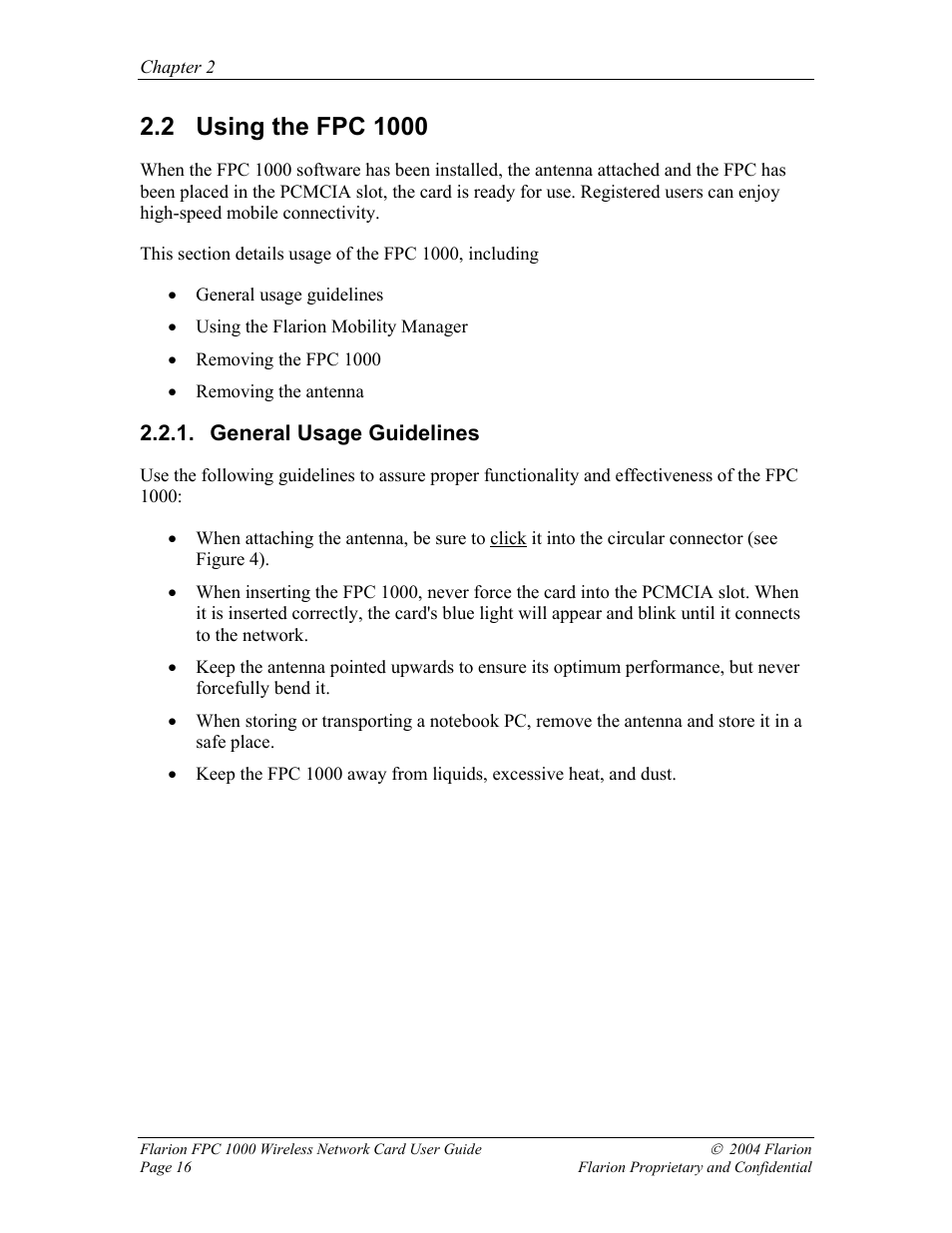 Using the fpc 1000, General usage guidelines | GE FPC 1000 User Manual | Page 16 / 39