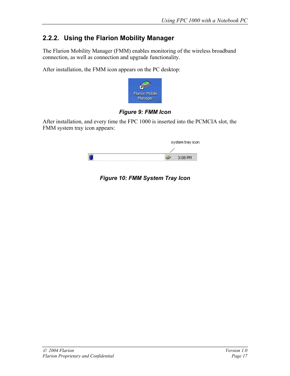 Using the flarion mobility manager, Upgrading, Software | About software upgrades | GE FPC 1000 User Manual | Page 17 / 39