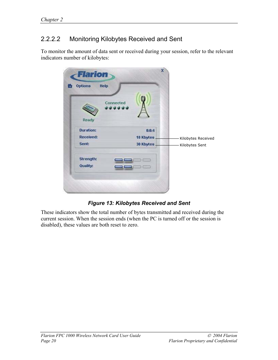 Monitoring kilobytes received and sent, 2 monitoring kilobytes received and sent | GE FPC 1000 User Manual | Page 20 / 39