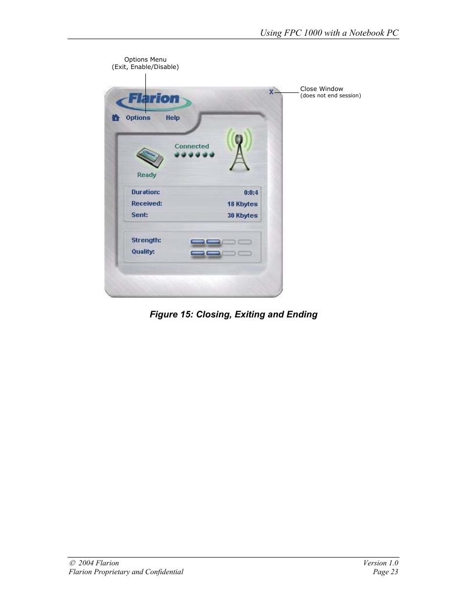 Figure 15: closing, exiting and ending | GE FPC 1000 User Manual | Page 23 / 39