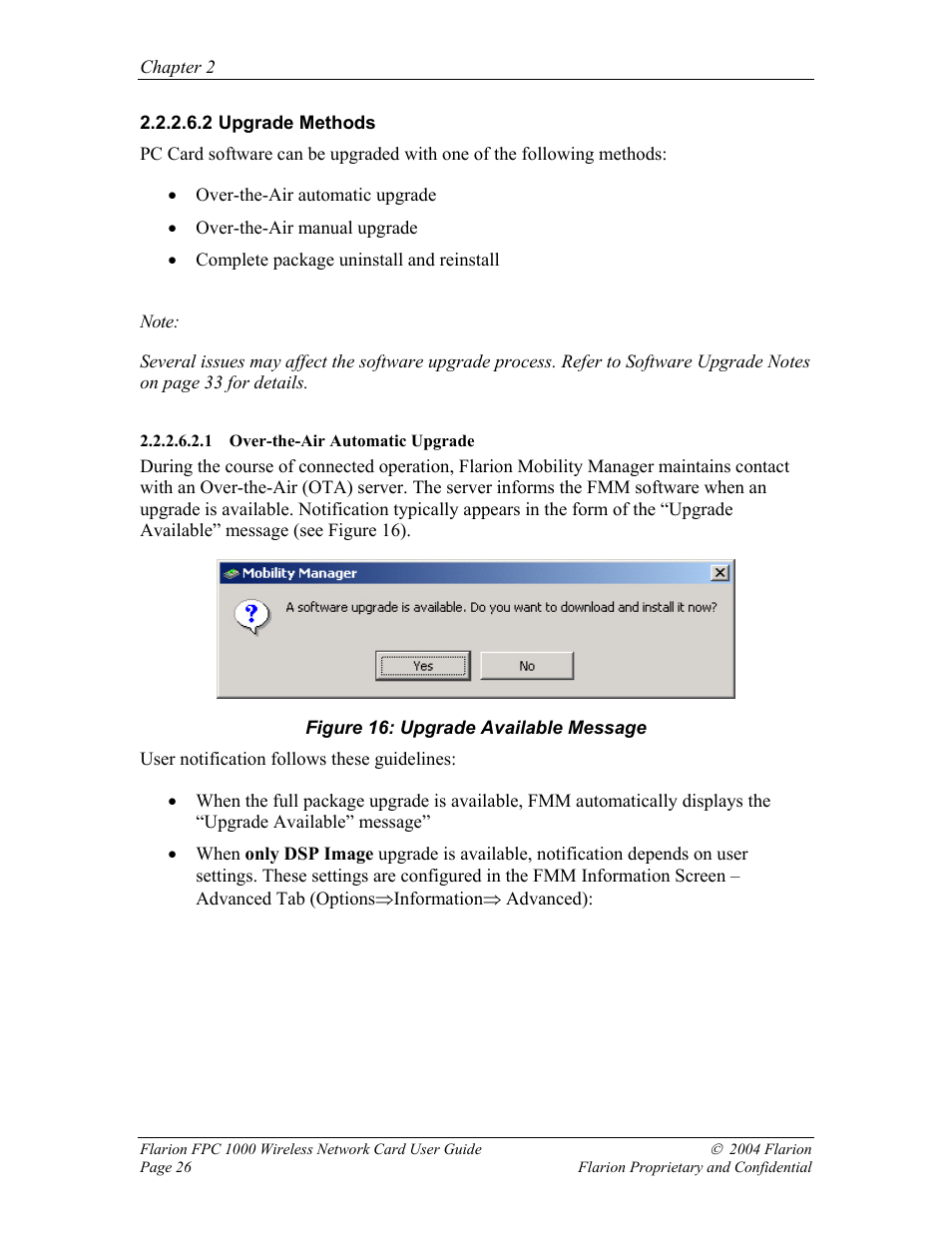 Upgrade methods, Over-the-air automatic upgrade, About driver software | Using fpc 1000 with a notebook pc | GE FPC 1000 User Manual | Page 26 / 39