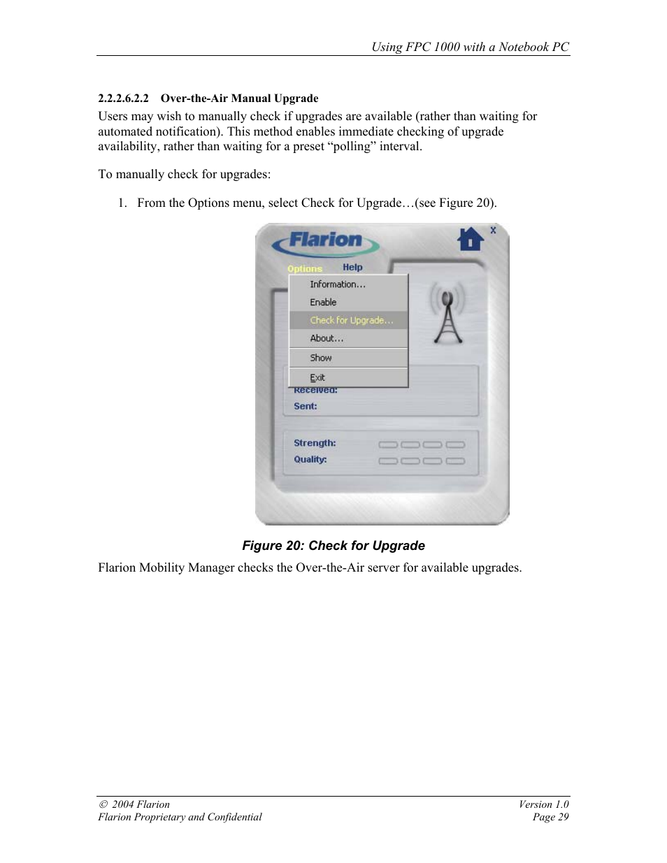 Over-the-air manual upgrade, Chapter 2, Installing the fpc 1000 | GE FPC 1000 User Manual | Page 29 / 39