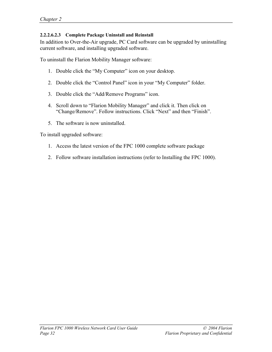 Complete package uninstall and reinstall, Checking hardware and software requirements | GE FPC 1000 User Manual | Page 32 / 39