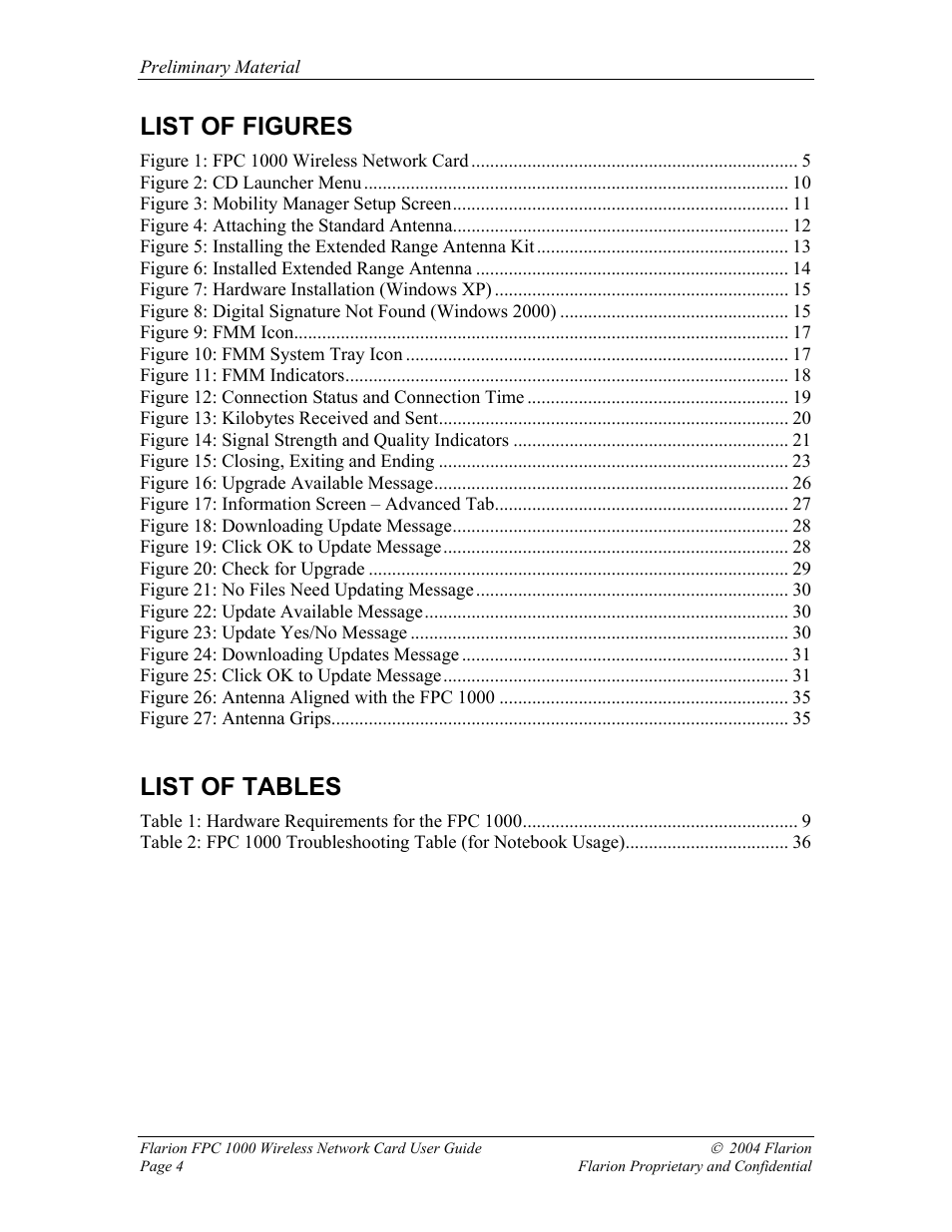 List of figures, List of tables | GE FPC 1000 User Manual | Page 4 / 39