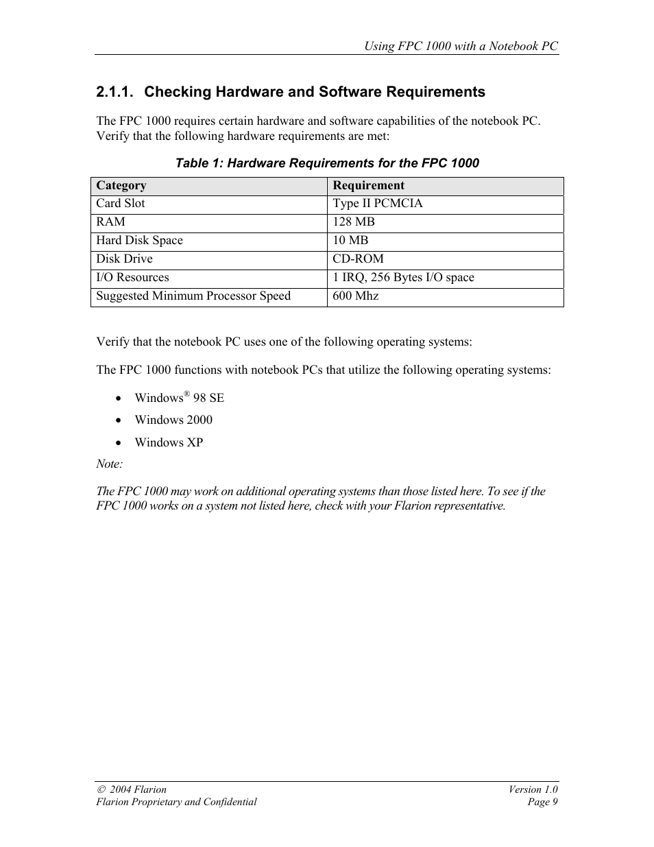 Checking hardware and software requirements | GE FPC 1000 User Manual | Page 9 / 39