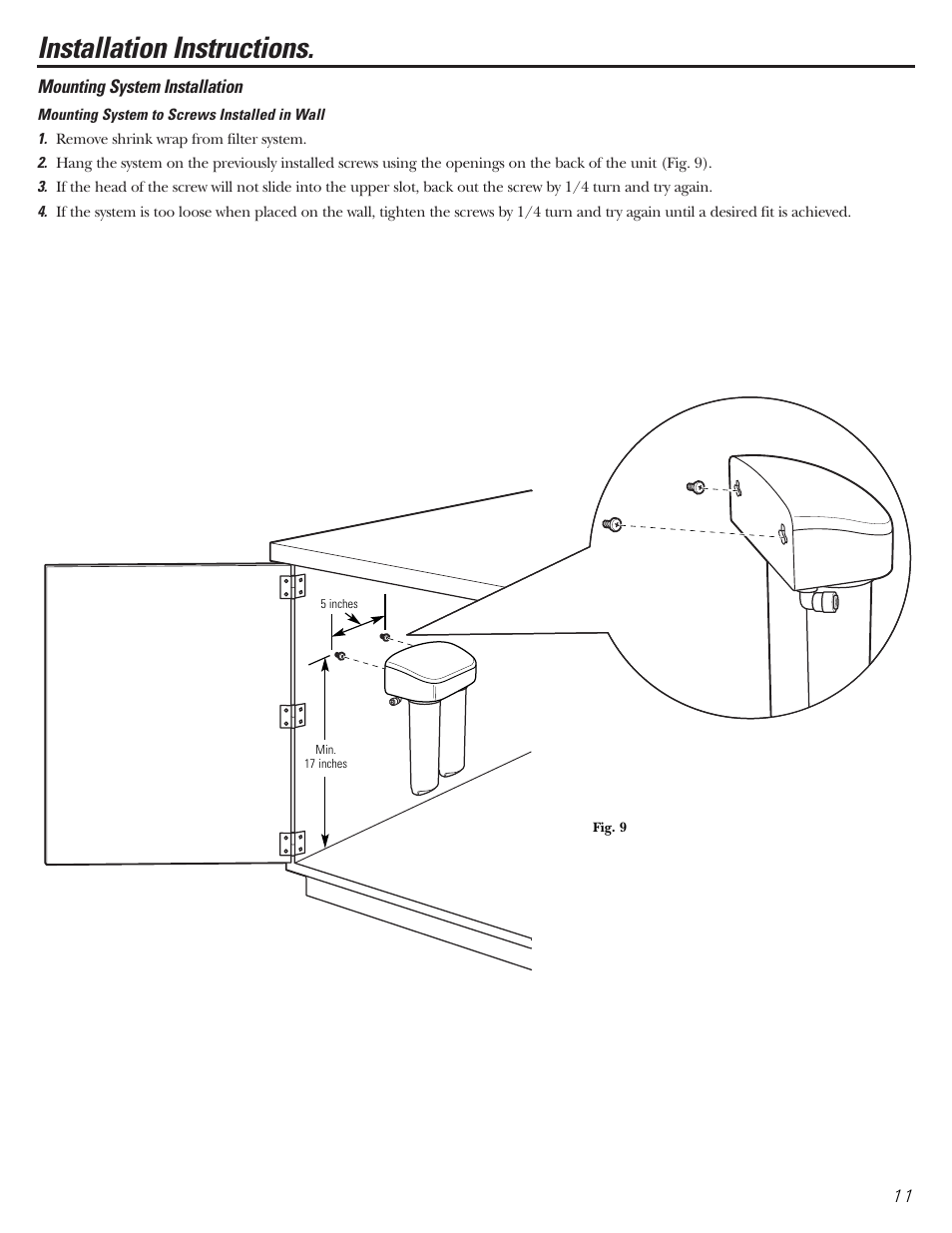 Installation instructions | GE GNSV70FBL User Manual | Page 11 / 20