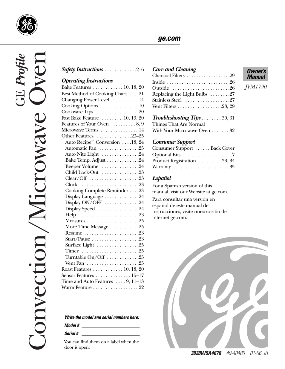 GE JVM1790 User Manual | 76 pages