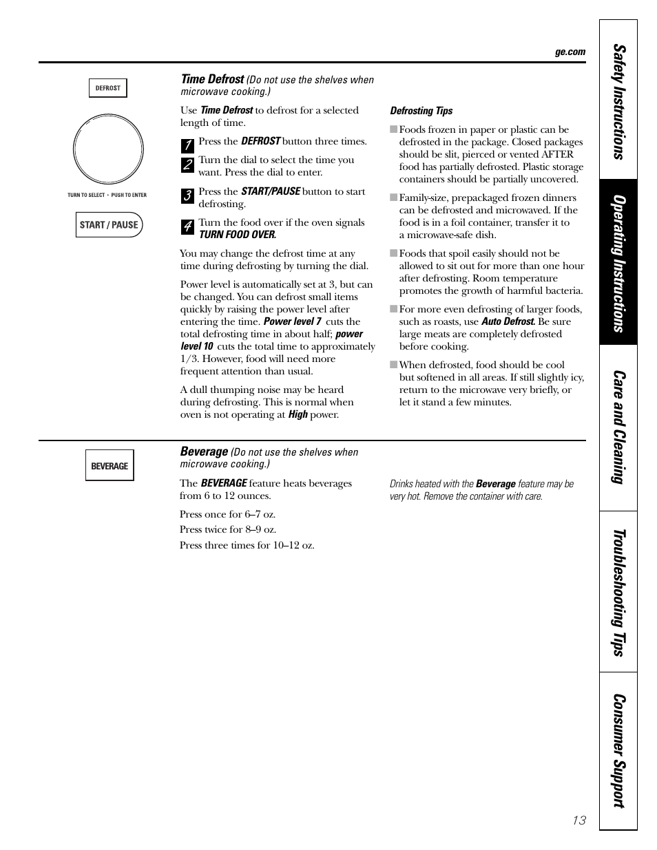 GE JVM1790 User Manual | Page 13 / 76