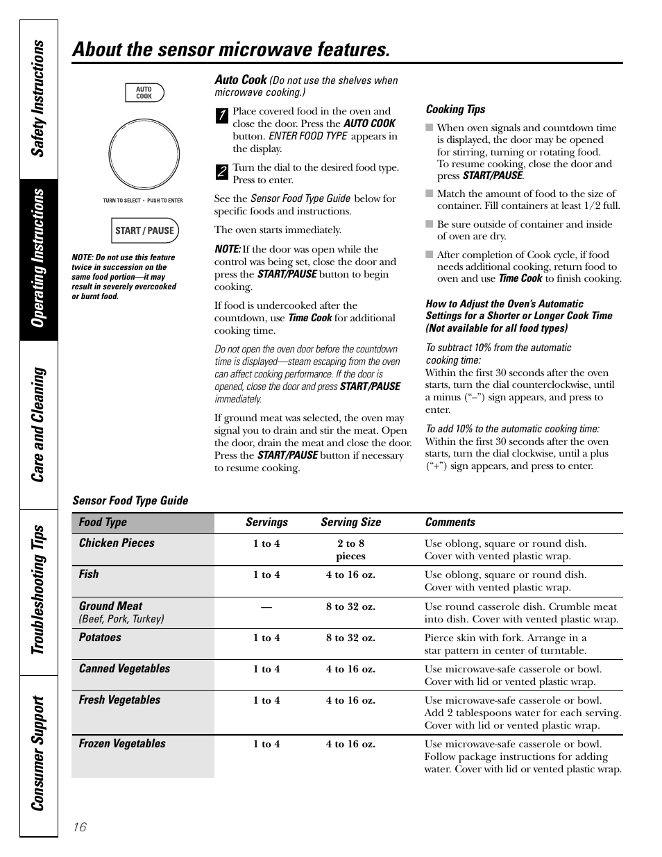 21 about the sensor microwave features | GE JVM1790 User Manual | Page 16 / 76