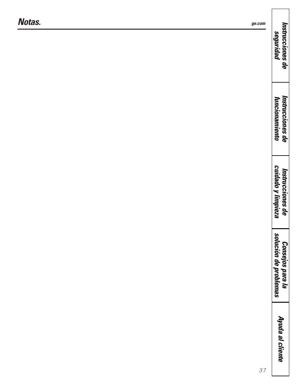 Notas | GE JVM1790 User Manual | Page 73 / 76